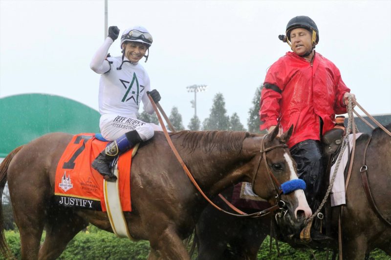 Justify and Mike Smith after winning the 2018 Kentucky Derby