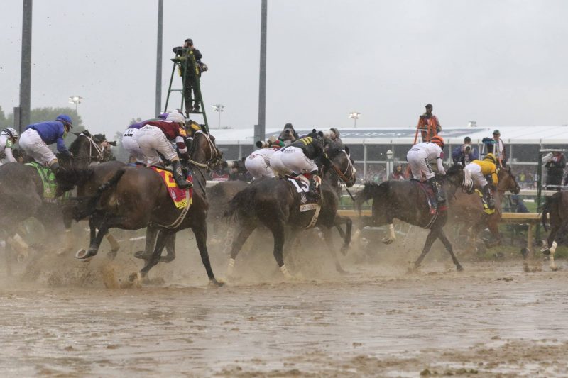 The 2018 Kentucky Derby field enters the first turn