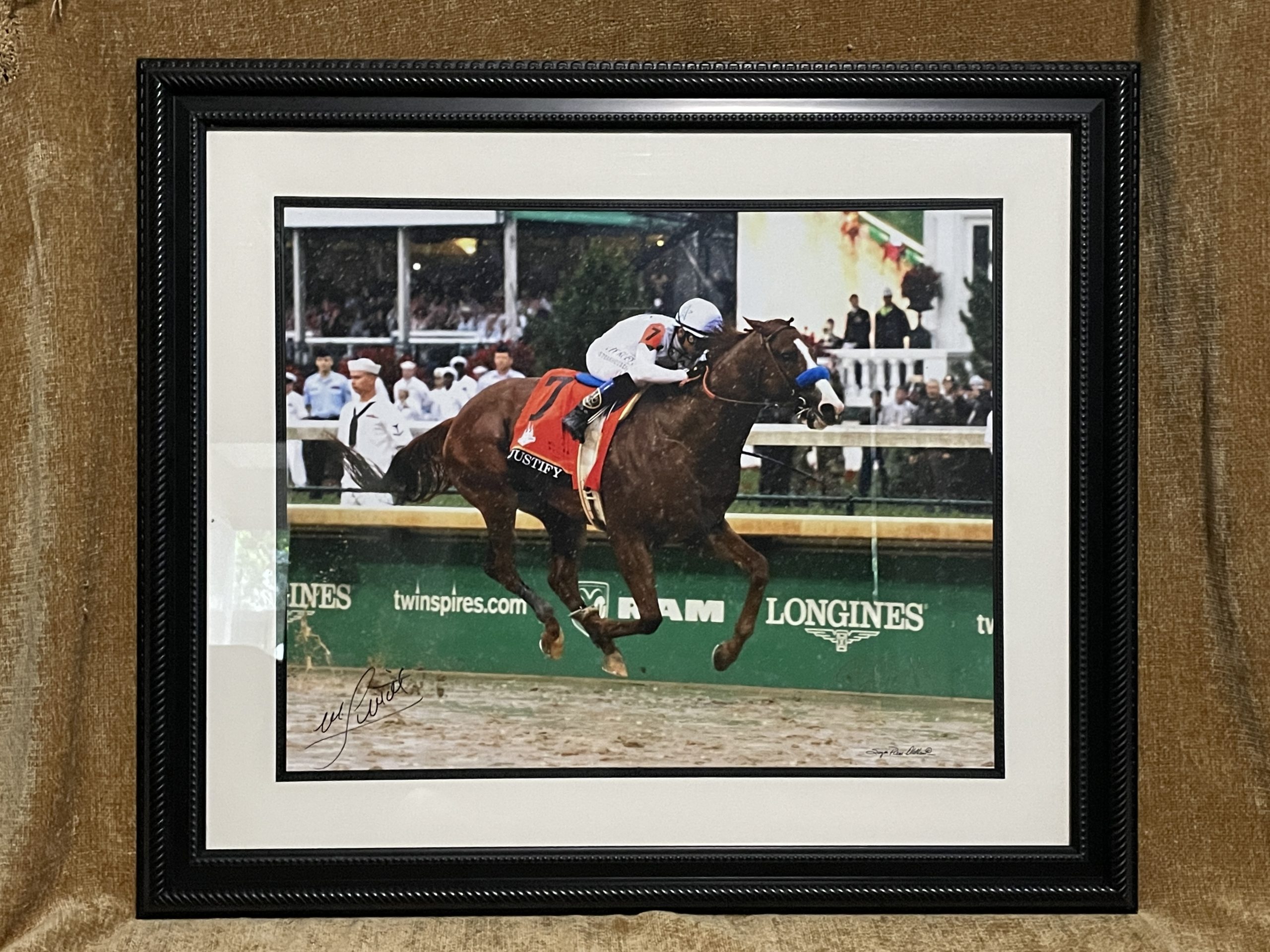 JUSTIFY MIKE SMITH BOB BAFFERT SIGNED PRINT POSTER HORSE RACING TRIPLE CROWN 