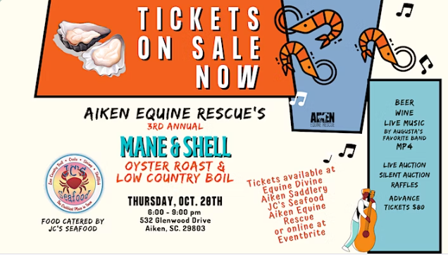 Equine Rescue of Aiken: 3rd Annual Mane & Shell Fundraising Event