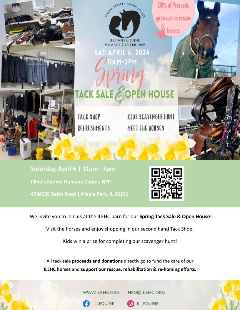 Illinois Equine Humane Center Tack Sale & Open House