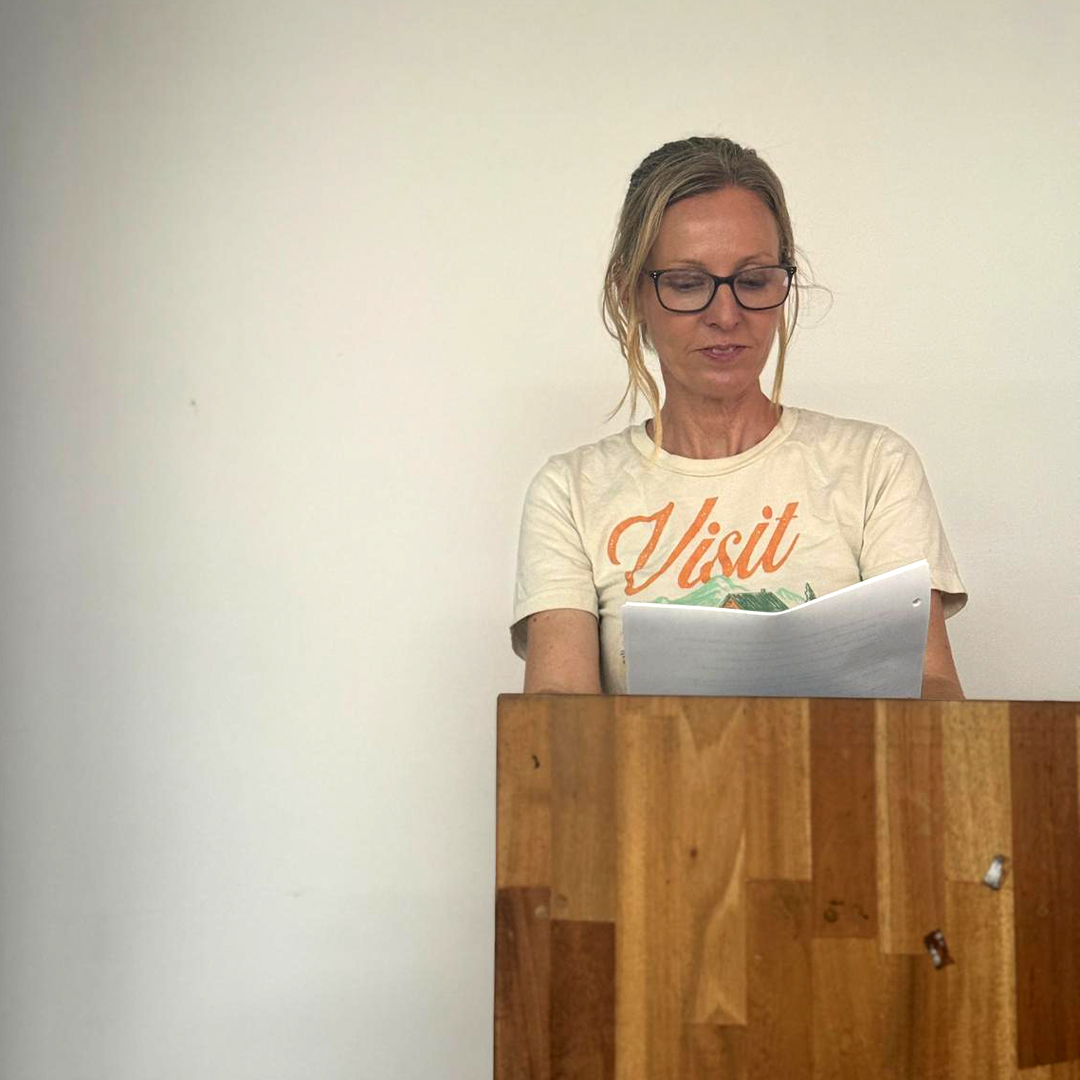 Photo from CJ's trip to South Korea - Day 4 (teaching in the classroom, CJ at podium)